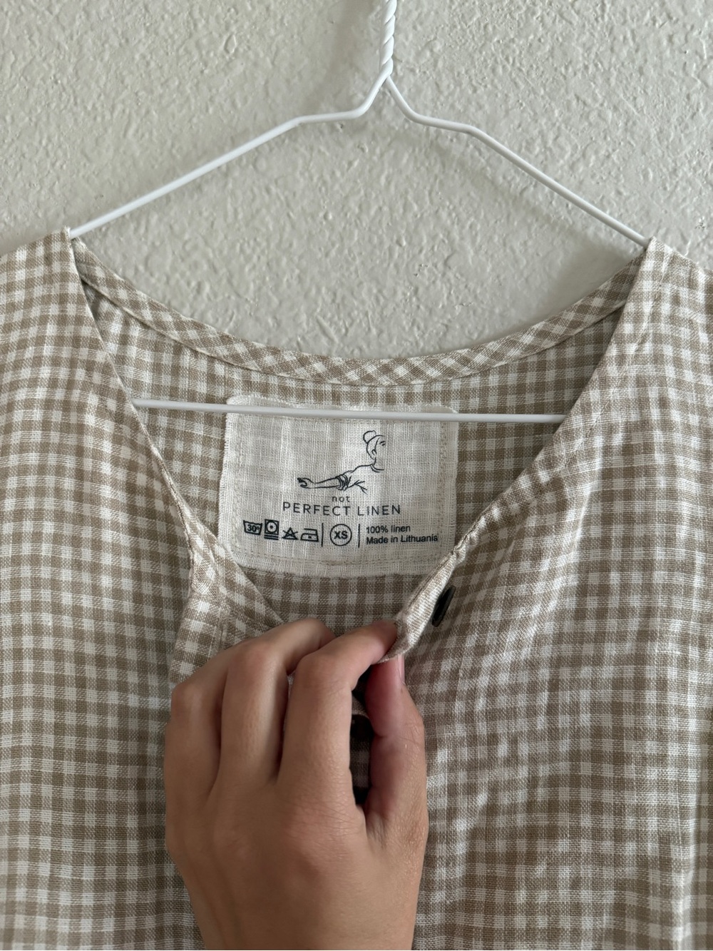 Not Perfect Linen Natural Gingham Dress - Picture 3 of 4